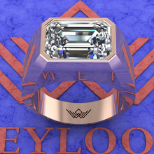 Load image into Gallery viewer, 6 CT Medium Emerald Cut Bazel Man's Moissanite Engagement Ring D Color