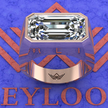 Load image into Gallery viewer, 10 CT Elongated Emerald Cut Bazel Man's Moissanite Engagement Ring D Color