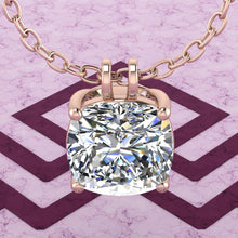 Load image into Gallery viewer, 6.5 CT Square Cushion Cut Solitaire Basket Moissanite Necklace D Color