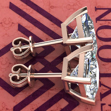 Load image into Gallery viewer, 6 CT x2 Princess Cut Stud D Color Basket Moissanite Earrings