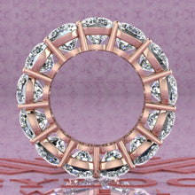 Load image into Gallery viewer, 26 CTW Medium Cushion Cut Eternity Bands D Color Basket Moissanite Ring