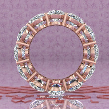 Load image into Gallery viewer, 18 CTW Medium Oval Cut Eternity Bands D Color Basket Moissanite Ring