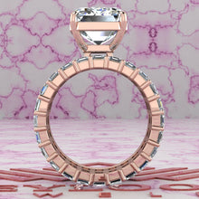 Load image into Gallery viewer, 14.7 CTW Medium Emerald Cut Three-Piece Bridal D Color Basket Moissanite Set
