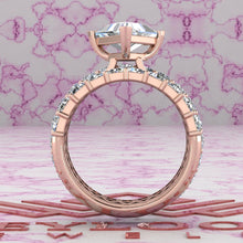 Load image into Gallery viewer, 9.6 CTW Triangle Cut Three-Piece Bridal D Color Basket Moissanite Set