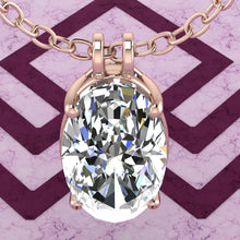 Load image into Gallery viewer, 12 CT Elongated Oval Cut Solitaire Basket Moissanite Necklace D Color