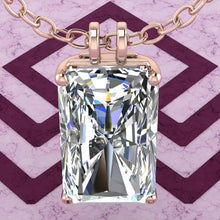 Load image into Gallery viewer, 12 CT Elongated Radiant Cut Solitaire Basket Moissanite Necklace D Color