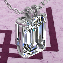 Load image into Gallery viewer, 8.5 CT Medium Emerald Cut Solitaire Basket Moissanite Necklace D Color