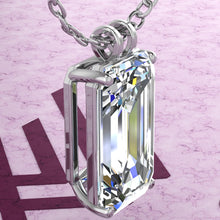 Load image into Gallery viewer, 12 CT Elongated Emerald Cut Solitaire Basket Moissanite Necklace D Color