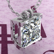 Load image into Gallery viewer, 9 CT Princess Cut Solitaire Basket Moissanite Necklace D Color