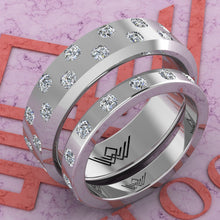 Load image into Gallery viewer, 2.7 CTW Square Radiant Cut Couple's Wedding Bands Flush Moissanite Set D Color