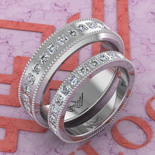 Load image into Gallery viewer, 3.4 CTW Asscher Cut Couple's Wedding Bands Flush Moissanite Set D Color