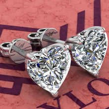 Load image into Gallery viewer, 4 CT x2 Heart Cut Stud D Color Basket Moissanite Earrings