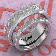 Load image into Gallery viewer, Couple's Wedding Bands Moissanite Set 002 D Color