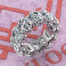 Load image into Gallery viewer, 18 CTW Medium Oval Cut Eternity Bands D Color Basket Moissanite Ring