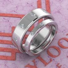 Load image into Gallery viewer, 0.5 CTW Round Cut Couple's Wedding Bands Flush Moissanite Set D Color