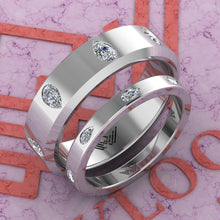 Load image into Gallery viewer, 2.4 CTW Pear Cut Couple's Wedding Bands Flush Moissanite Set D Color