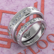 Load image into Gallery viewer, 2.5 CTW Triangle Cut Couple's Wedding Bands Flush Moissanite Set D Color