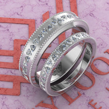 Load image into Gallery viewer, 2.2 CTW Trilliant Cut Couple's Wedding Bands Flush Moissanite Set D Color