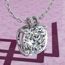 Load image into Gallery viewer, 6.5 CT Square Cushion Cut Solitaire Basket Moissanite Necklace D Color