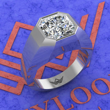 Load image into Gallery viewer, 3.5 CT Square Radiant Cut Bazel Man's Moissanite Engagement Ring D Color