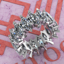 Load image into Gallery viewer, 8.8 CTW Marquise Cut Eternity Bands D Color Basket Moissanite Ring