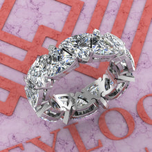 Load image into Gallery viewer, 12.6 CTW Trilliant Cut Eternity Bands D Color Basket Moissanite Ring