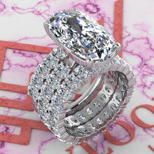 Load image into Gallery viewer, 18 CTW Elongated Cushion Cut Three-Piece Bridal D Color Basket Moissanite Set