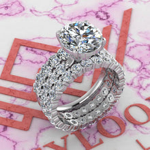 Load image into Gallery viewer, 7.2 CTW Fat Oval Cut Three-Piece Bridal D Color Basket Moissanite Set