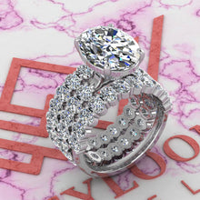 Load image into Gallery viewer, 8.6 CTW Medium Oval Cut Three-Piece Bridal D Color Basket Moissanite Set