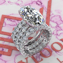 Load image into Gallery viewer, 14.8 CTW Elongated Oval Cut Three-Piece Bridal D Color Basket Moissanite Set
