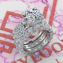 Load image into Gallery viewer, 9 CTW Square Radiant Cut Three-Piece Bridal D Color Basket Moissanite Set