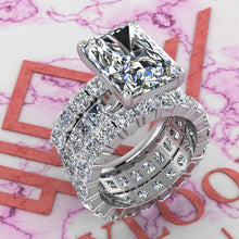 Load image into Gallery viewer, 14 CTW Medium Radiant Cut Three-Piece Bridal D Color Basket Moissanite Set