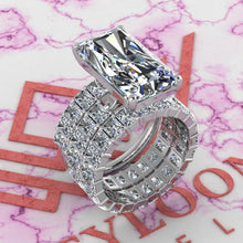 Load image into Gallery viewer, 21 CTW Elongated Radiant Cut Three-Piece Bridal D Color Basket Moissanite Set