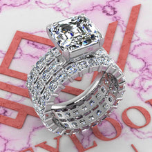 Load image into Gallery viewer, 10.2 CTW Asscher Cut Three-Piece Bridal D Color Basket Moissanite Set