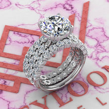 Load image into Gallery viewer, 6.25 CTW Round Cut Three-Piece Bridal D Color Basket Moissanite Set