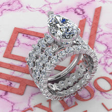 Load image into Gallery viewer, 11.8 CTW Pear Cut Three-Piece Bridal D Color Basket Moissanite Set
