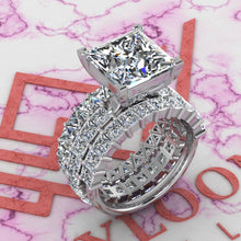 Load image into Gallery viewer, 11.5 CTW Princess Cut Three-Piece Bridal D Color Basket Moissanite Set