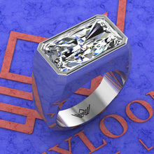 Load image into Gallery viewer, 10.5 CT Elongated Radiant Cut Bazel Man's Moissanite Engagement Ring D Color