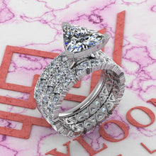 Load image into Gallery viewer, 6.6 CTW Trilliant Cut Three-Piece Bridal D Color Basket Moissanite Set