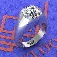 Load image into Gallery viewer, 3.5 CT Square Cushion Cut Man Engagement Ring D Color Bezel Moissanite Ring