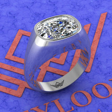 Load image into Gallery viewer, 6.1 CT Medium Cushion Cut Man Engagement Ring D Color Bezel Moissanite Ring
