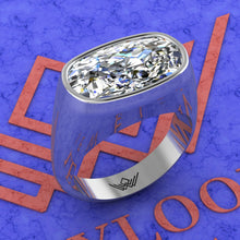 Load image into Gallery viewer, 9.7 CT Elongated Cushion Cut Man Engagement Ring D Color Bezel Moissanite Ring