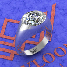 Load image into Gallery viewer, 4.5 CT Fat Oval Cut Man Engagement Ring D Color Bezel Moissanite Ring