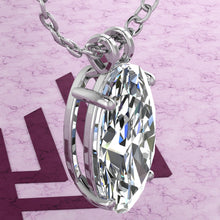 Load image into Gallery viewer, 12 CT Elongated Oval Cut Solitaire Basket Moissanite Necklace D Color