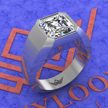 Load image into Gallery viewer, 3.5 CT Ascher Cut Bazel Man's Moissanite Engagement Ring D Color Active