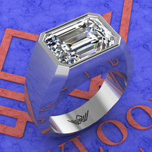 Load image into Gallery viewer, 6 CT Medium Emerald Cut Bazel Man's Moissanite Engagement Ring D Color