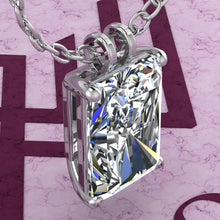 Load image into Gallery viewer, 9 CT Medium Radiant Cut Solitaire Basket Moissanite Necklace D Color