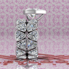Load image into Gallery viewer, 18.5 CTW Trilliant Cut Two-Piece Bridal D Color Bezel Moissanite Set