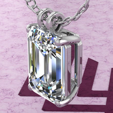 Load image into Gallery viewer, 8.5 CT Medium Emerald Cut Solitaire Basket Moissanite Necklace D Color