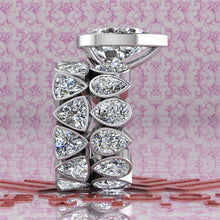 Load image into Gallery viewer, 19.5 CTW Pear Cut Two-Piece Bridal D Color Bezel Moissanite Set